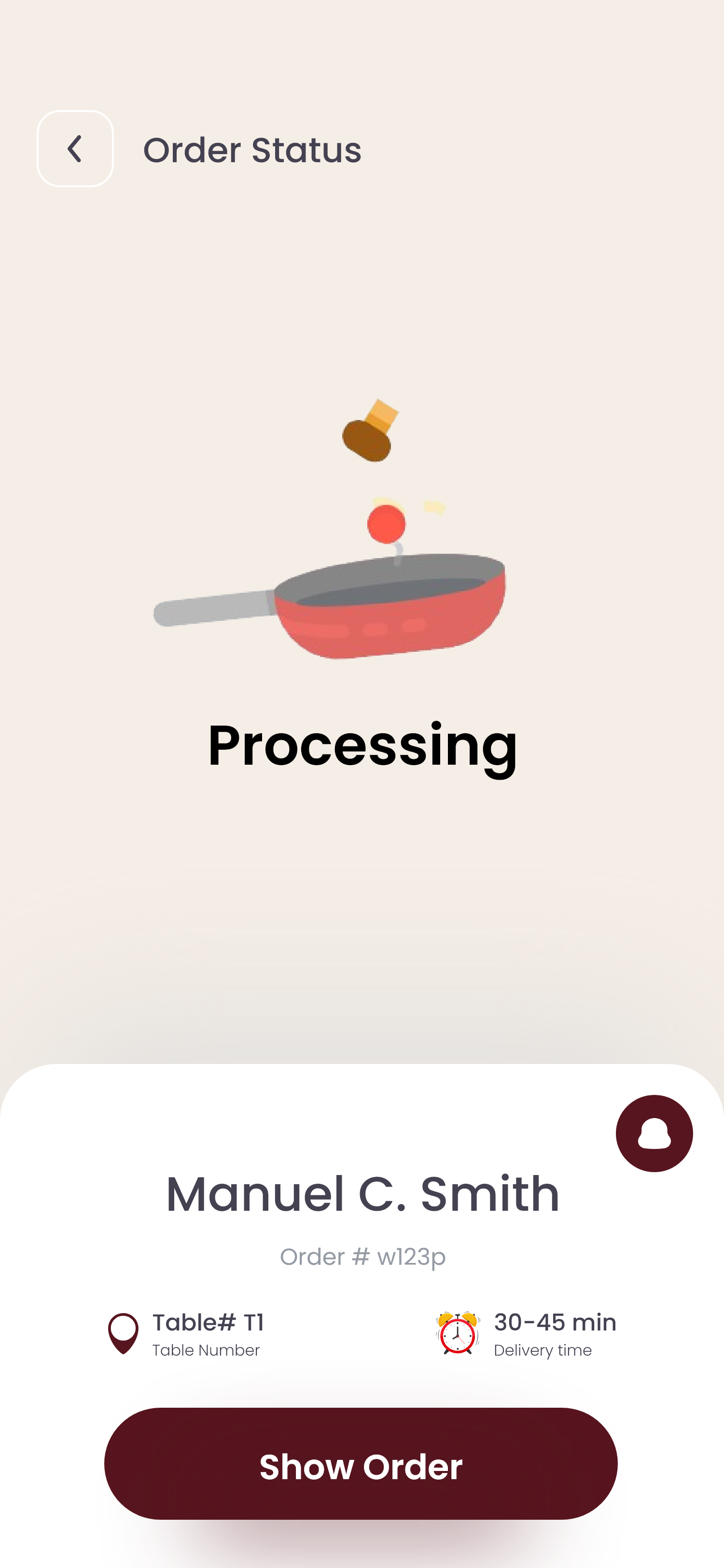 Order Tracking Screen